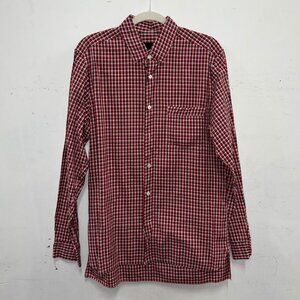 LANVIN red black white cotton gingham button up shirt